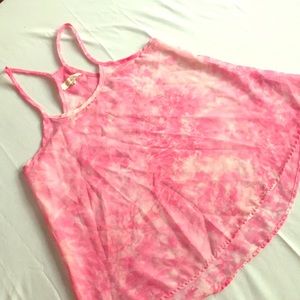 Sheer Pink Tie Dye Tank Top